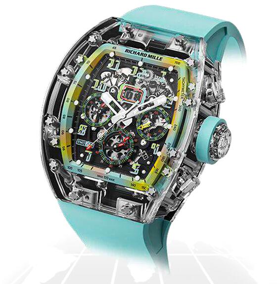 Best Richard Mille RM011 SAPPHIRE FLYBACK CHRONOGRAPH "A11 TIME MACHINE LIGHT BLUE" Replica Watch